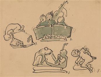 GUSTAVE-JOSEPH CHÉRET (Paris 1838-1894 Paris) Group of 4 drawings.